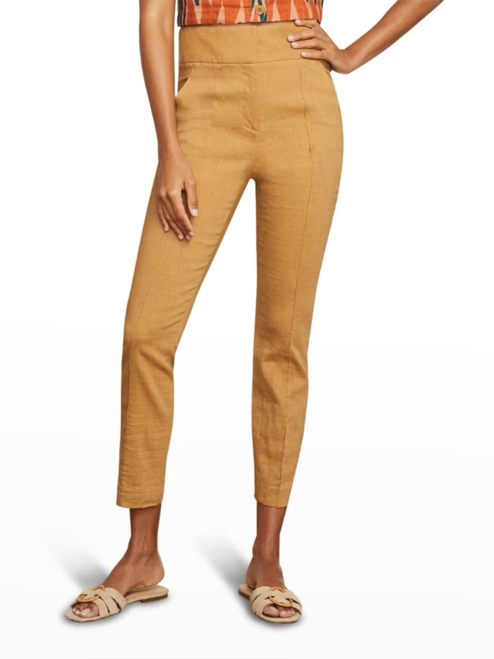 Veronica Beard Lago Slim Tailored Linen Ankle Pants Size 6